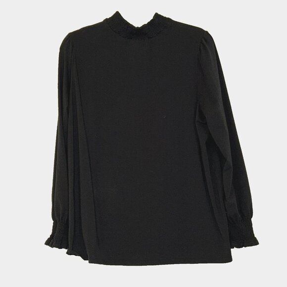 J. Jill Smocked Neck Blouse size XL Black - Picture 2 of 8